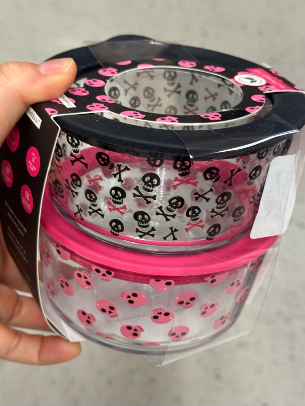 Pink Skull Pattern Reusable Party Snack Containers